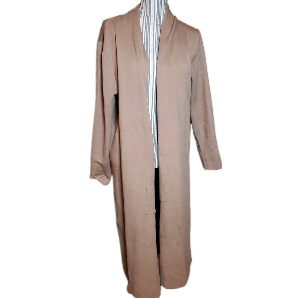 Max Sport Knit Long Cardigan Duster  Size L Light Mauve‎ Color Stretch Pockets